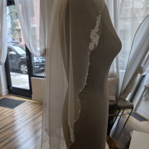 Elegant Cream Lace Trim Veil